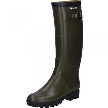 Aigle Benyl M Khaki Rubber Calf Length Wellington Rain Boots