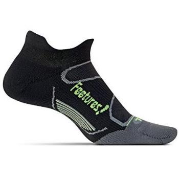 feetures Hombre Elite Light Cushion No Show Tab Medias, füsslinge, calcetines, Black/Reflector, S/34 – 37 