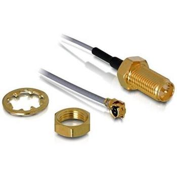 Delock Cable de antena RP-SMA hembra para montaje a conector MHF® I macho 1.13 20 cm longitud de rosca 10 mm 6 GHz