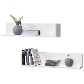 Juego de 2 estantes para pared Elverum - Aglomerado 75 x 16,5 x 16,5 cm - Color Blanco