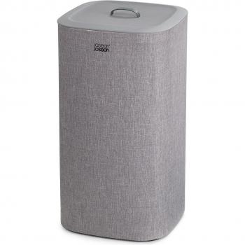 Joseph Joseph Tota Laundry Basket, 60L, Grey, Easy to Empty with Lid and 2 Removable Washing Bags with Handles