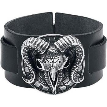 Alchemy Gothic Gears of Aiwass Hombre Pulsera de Cuero Negro Piel