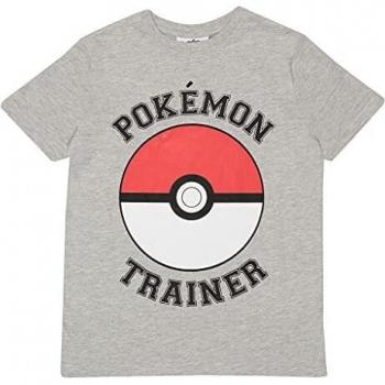 Popgear Pokemon Trainer Poke Ball Boys T-Shirt Heather Grey Camiseta, Gris, 3-4 Años para Niños