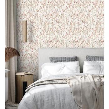 Papel Pintado Vinílico Lavable de Hojas Rosa Acuarela Estilo Moderno Boho - GAULAN 681439 - Rollo 10 m x 0,52 m