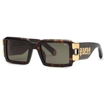 Philipp Plein Shiny Dark Havana Stylish Sunglasses for Men and Women, 54mm, CAT3