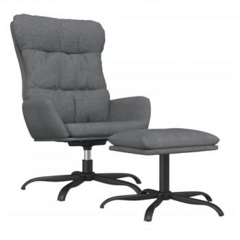Sillón de Relax con Taburete, Tela Gris Claro, Estilo Moderno