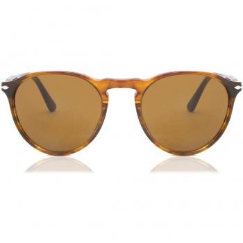 Persol PO3286S Unisex Oval Sunglasses with Prescription Option - Havana/Red 51mm