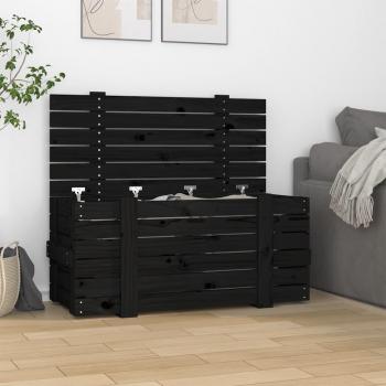 Caja de almacenaje de madera maciza de pino 91x40,5x42 cm en color Marrón miel, Natural y Blanco