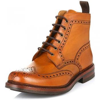 Loake Bedale Tan Burnished Wide Fit Men's Brogue Derby Boots Size 8.5