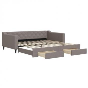 Sofá cama nido con cajones tela gris taupe 100x200 cm