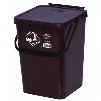 Cubo de Polipropileno Marrón para Recogida de Basura con Tapa Autoblocante, 10 Litros
