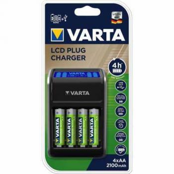 Cargador VARTA LCD Plug con 4 baterías recargables AA de 2100 mAh
