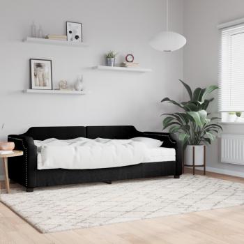 Sofá cama con colchón de tela negro 80x200 cm Vidaxl