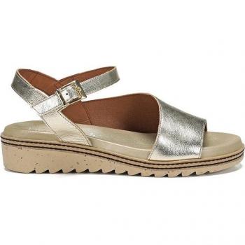 Sandalias cuña de mujer de piel con adorno