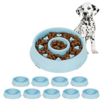 10 Comederos Antivoracidad para Perros Diseño Corazones, Plato Canino Antiansiedad 500ml, Apto para Lavavajillas, Color Azul