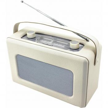 Radio Analógica Retro Beige con Acabado en Piel Sintética