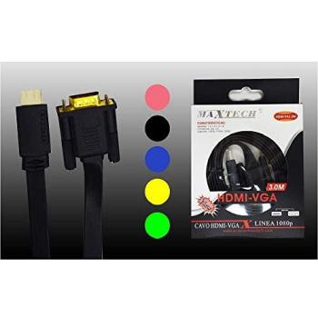 Adaptador de Video HDMI a VGA 3 Metros 1080p 24K Oro Maxtech