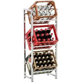 Estantería Cromada Lennert para 3 Cajas de Bebidas - Robusta y Ahorra Espacio