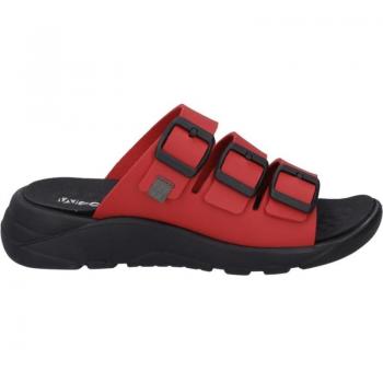 Cómoda Chancla mujer Westland by Josef Seibel Portland-05, suave pu rojo forrado de tela, tiras ajustables, plantilla anatómica de tela, cómoda cuña antideslizante, altura tacón bajo (1-