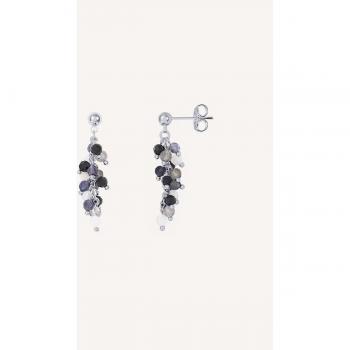 Pendientes Gaia chapados en plata con racimo de piedras naturales