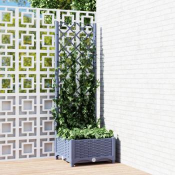 vidaXL Garden Planter with Trellis Blue Grey 40x40x121.5 cm PP