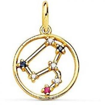 Inmaculada Romero IR Colgante Signos del Zodiaco Oro 18k Mujer 12mm. constelación Leo horóscopo circonitas
