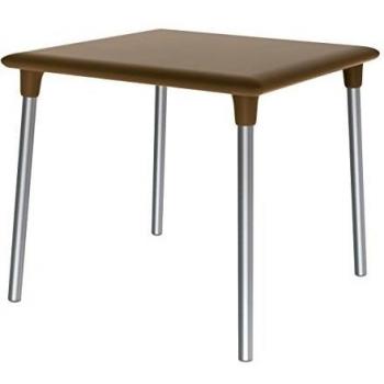 RESOL New Flash Mesa Jardín Comedor Interior o Exterior 90x90 Cuadrada | 2 ó 4 Personas | Robusta, Sobria y Funcional | Protección UV para Uso en Patio, Terraza o Porche - Color Chocolate
