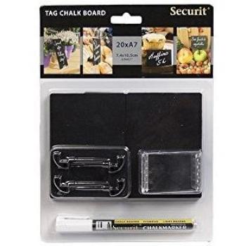 Set de 20 Etiquetas Pizarra A7 Negras con Marcador y Soportes - Securit