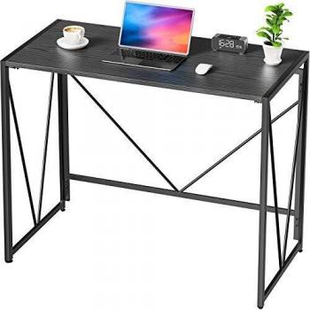 NOBLEWELL Escritorio, Mesa Ordenador Plegable sin ensamblaje, Escritorio de Computadora de Estilo Industrial para Oficina en el Hogar, 100 x 50 x 75 cm, Acabado en Roble Vintage, Negro