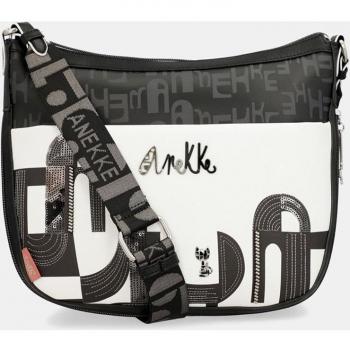 Bolso bandolera en blanco y negro con diseño Sixties Nature Edition de Anekke Peace & Love - Tamaño grande