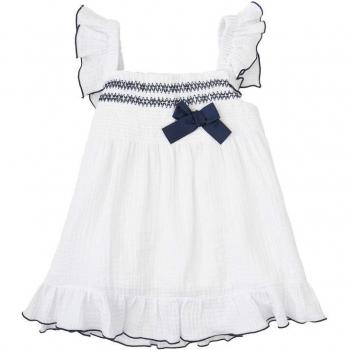 Vestido de bebé niña con volantes y detalles en contraste