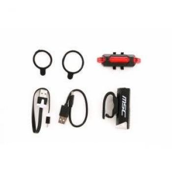 MSC Bikes Light FR5 Pack de Luz Frontal y Trasera, Negro, 120 + 10 Lumens
