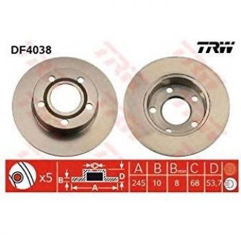 Disco de freno TRW DF4038, completo, 1 pieza