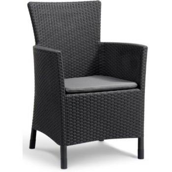 Keter Iowa Sillón de exterior e interior con cojín incluido, Grafito