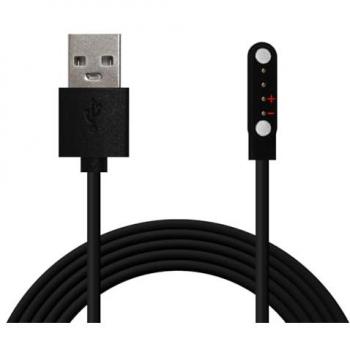 Cable USB Cargador para Reloj Inteligente Modelo Universal 4 Pines 9 mm Base Magnética Negro