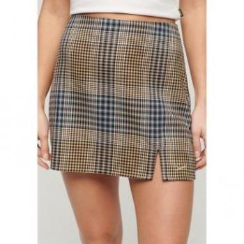 Superdry Women's Beige Checkered Mini Skirt (XXS) - Casual Polyester 2024