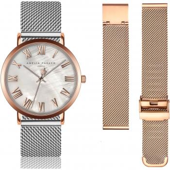 Amelia Parker Classique Women's Watch and Bracelet - Rose Gold - 36 mm