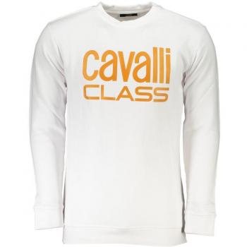 Roberto Cavalli Men's Cavalli Class Bold Logo White Cotton Sweatshirt - Size L