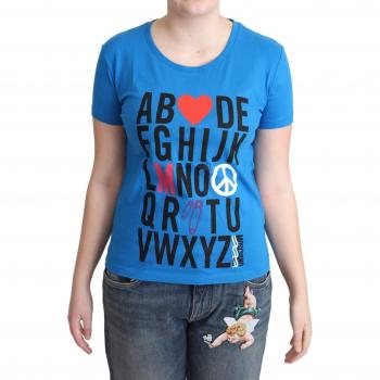 Moschino Blue Cotton Alphabet Letter Print Tops - IT44|L