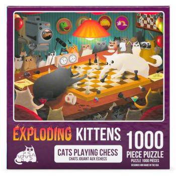 Puzle Exploding Kittens 1000 piezas Gatos Jugando Ajedrez