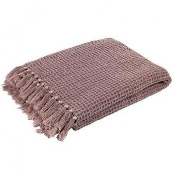 Kave Home - Manta Shallow 100% algodón Rosa Oscuro 130 x 170 cm