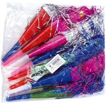 Verbetena - Bolsa 25 trompetas holográfica fleco metal, 21 cm