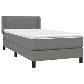 Cama Box Spring con Colchón de Muelles Tela Gris Oscuro 90x190 cm