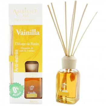 Ambientair Home Perfumes. Difusor de Varillas perfumadas Aroma Vainilla y Canela. Ambientador Mikado Aroma Vainilla y Canela. Difusor 100 ml con palitos de ratán. Ambientador sin Alcohol para casa.