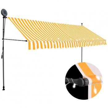 vidaXL Manual Retractable Awning with LED 350 cm White and Orange
