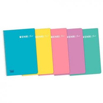 Cuaderno ENRI Pastel Cuarto 80 Hojas (5 Unidades) - Tapa de polipropileno, 90 gramos, cuadrícula 4x4