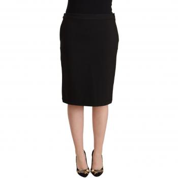 GF Ferre Black Straight Pencil Cut Knee Length Skirt - IT48|XXL