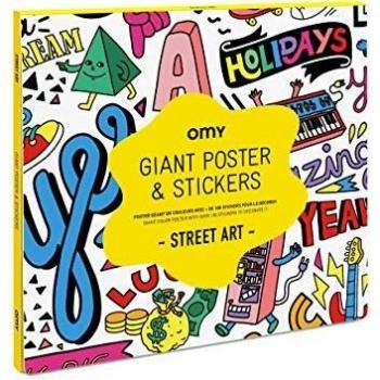 Póster XL de Street Art OMY con Pegatinas - Formato Desplegado 100x30cm - Papel 100% - Diseñado en Francia