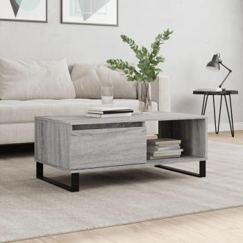 Mesa de centro madera contrachapada 90x50x36,5 cm Blanco, Negro, Roble Sonoma y Gris Sonoma - Mesita de Salón o Comedor o Auxiliar Mesa de Café Meuble Salón