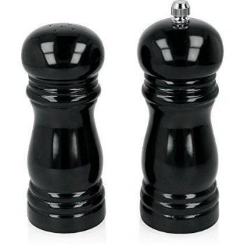 Metaltex - Set Molinillo Pimentero y Salero en madera lacada en color negro